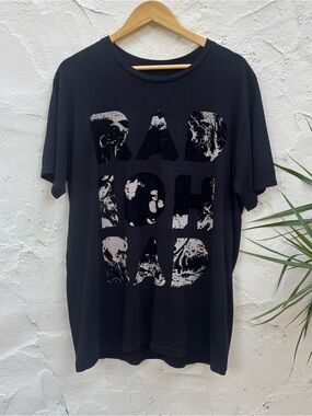 W.A.S.T.E. Clothing Black Graphic RADIOHEAD T‑Shirt with Tan Marble Print